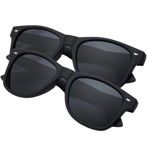 Round Men's Polarized Sunglasses - Flat Matte Frames - 2 Pack - Black - C312JSQZ0ML $15.36
