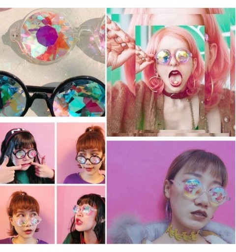 Goggle Kaleidoscope Glasses Rainbow Prism Festival Sunglasses Diffraction Goggles - Black Frame - C118H57W3RY $12.02