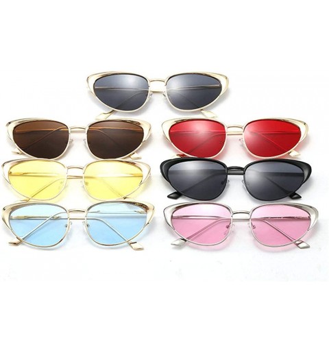 Round Metal Small Frame Cat Sunglasses trend New Punk Round Men Women Sunglasses 5336 - Red - CU18ZA6ZMGC $11.44