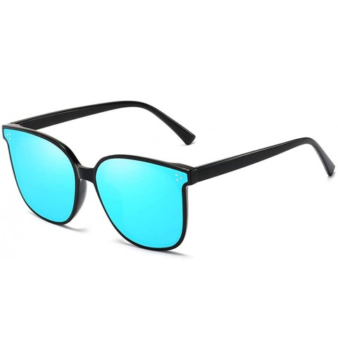 Oval Unisex Sunglasses Retro Black Grey Drive Holiday Oval Non-Polarized UV400 - Blue - CQ18R4UEA4G $8.89
