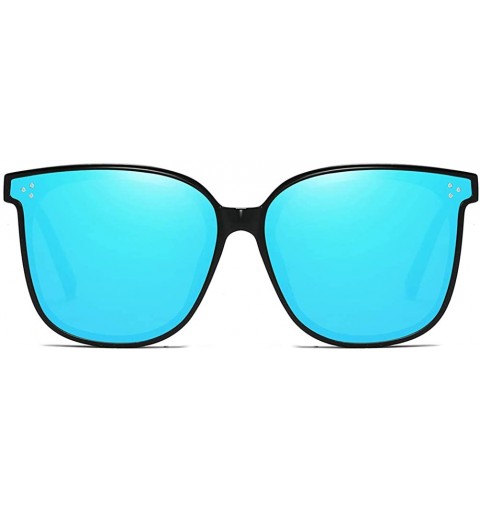 Oval Unisex Sunglasses Retro Black Grey Drive Holiday Oval Non-Polarized UV400 - Blue - CQ18R4UEA4G $8.89