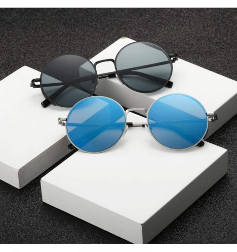 Round Small Round Polarized Sunglasses Retro Men Women Mirrored Lens Metal Frame Circle Sun Glasses Eyeglasses - F - CN18YSIK...