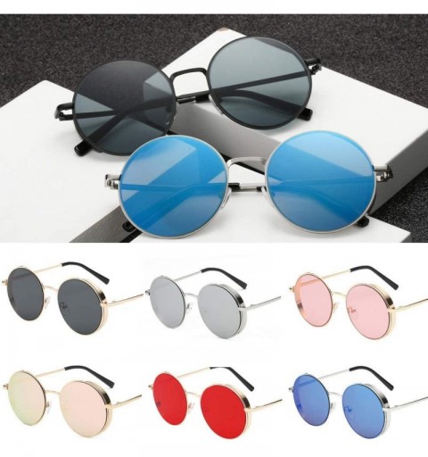 Round Small Round Polarized Sunglasses Retro Men Women Mirrored Lens Metal Frame Circle Sun Glasses Eyeglasses - F - CN18YSIK...