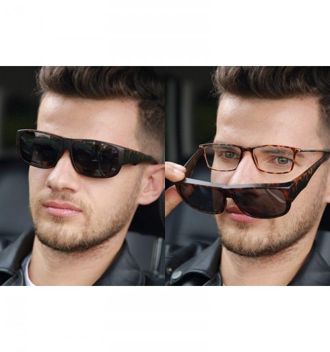 Rectangular Fit Over Glasses Sunglasses Polarized Lenses for Men Women Medium Size - C718QRSEYDC $18.16