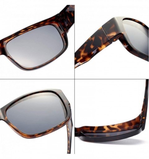 Rectangular Fit Over Glasses Sunglasses Polarized Lenses for Men Women Medium Size - C718QRSEYDC $18.16