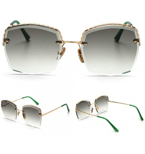 Oversized sunglasses Rhinestone Sunglasses oversized gradient - Green - C218Q9KRMNU $27.26