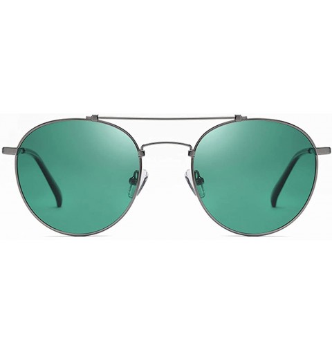 Round Round Polarized Sunglasses for Men Double Bridge Frame UV400 Protection 8064 - Green - CM195Y7INL8 $9.44