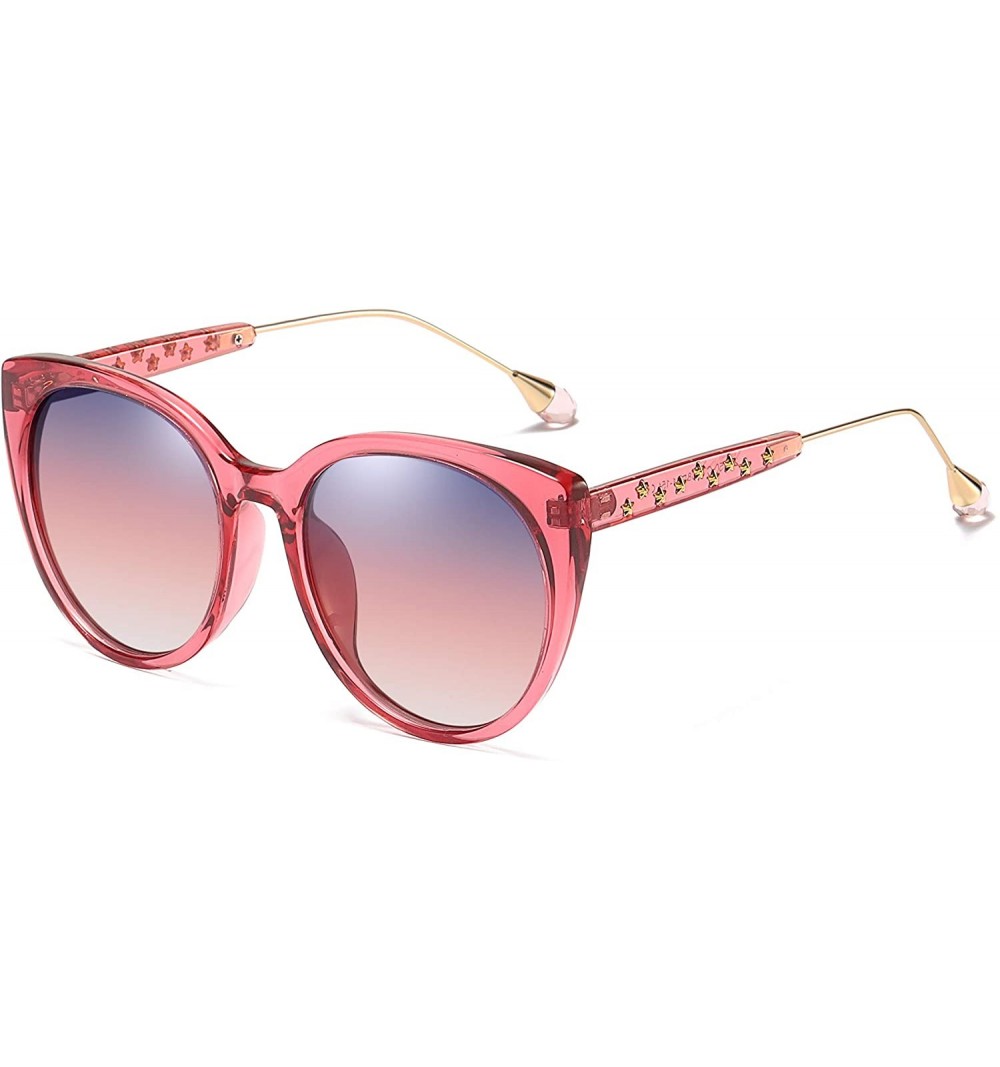 Oversized Oversized Cat Eye Women's Sunglasses Polarized Fashion Stars Metal Frame Vintage Eyewear - Red - CG18OXGIIAL $14.01