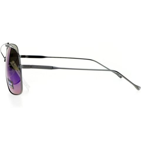 Square Air Force Sunglasses Unisex Retro Fashion Metal Square Aviators UV 400 - Gunmetal (Teal Mirror) - CL186UQXEK2 $9.75