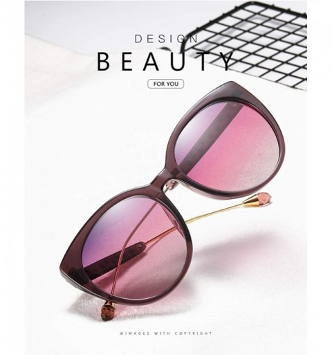 Oversized Oversized Cat Eye Women's Sunglasses Polarized Fashion Stars Metal Frame Vintage Eyewear - Red - CG18OXGIIAL $14.01