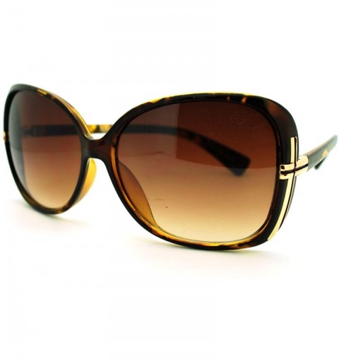 Butterfly Cross Design Sunglasses Womens Butterfly Frame Designer Shades - Tortoise - C9186M2TATW $12.24