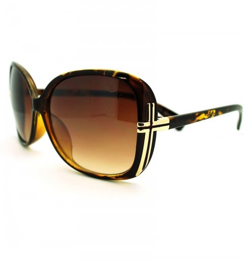 Butterfly Cross Design Sunglasses Womens Butterfly Frame Designer Shades - Tortoise - C9186M2TATW $12.24