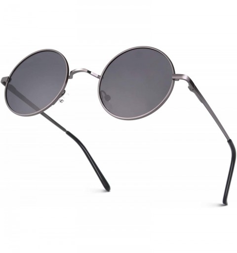 Oval Classic Semi Rimless Half Frame Polarized Sunglasses for Men Women UV400 - 4 S Gun Frame/Grey Lens - C318N9HRISI $23.93