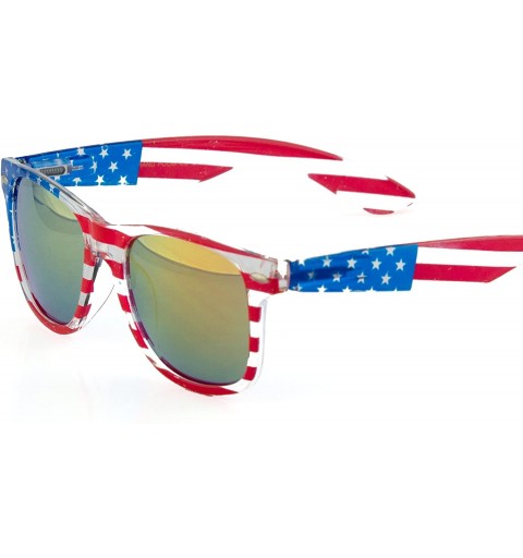 Wayfarer USA Transparent American Flag Horn Rimmed Sunglasses - CM11KRVDJAL $8.61