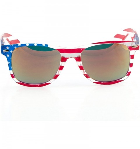 Wayfarer USA Transparent American Flag Horn Rimmed Sunglasses - CM11KRVDJAL $8.61