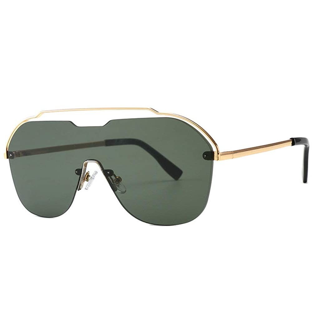 Square 2019 New Arrival Rimless Sunglasses Women Fashion One Piece Gradient Mirror Coating Shades UV400 - Green - CB18N83MGDZ...