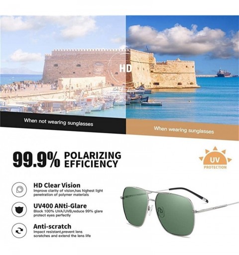 Square Men's Square Polarized Sunglasses Metal Frame Fashion Driving Fishing Sun Glasses for Male UV400 - CM199KSKG3D $18.64