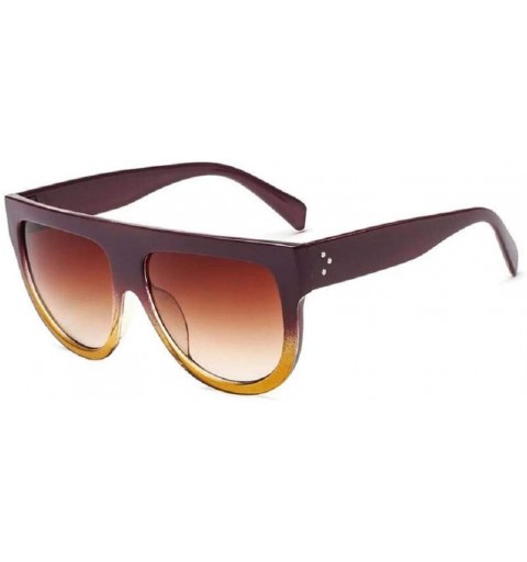 Cat Eye Fashion Cat Eye Women Sunglasses Oversized Flat Top Square - E - C818QQROGW9 $7.97