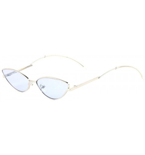 Cat Eye Curved Temple Ear Cat Eye Sunglasses - Blue - CS1988GMIY6 $14.28