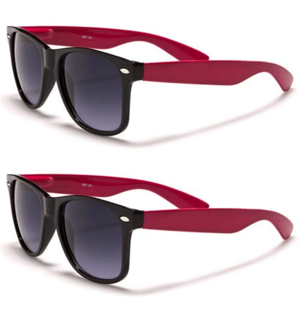 Wayfarer Unisex 80's Retro Classic Trendy Stylish Sunglasses for Men Women - Rb - Red - 2pack - CM195GK9XIX $8.43