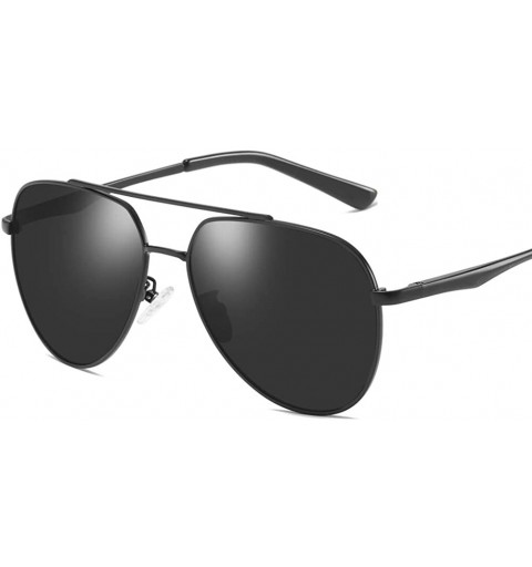 Aviator Oversized Round Pilot Polarized Sunglasses for Men Women UV400 Protection - Matte Black Grey - CL18O4ZEQXT $23.47