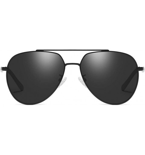 Aviator Oversized Round Pilot Polarized Sunglasses for Men Women UV400 Protection - Matte Black Grey - CL18O4ZEQXT $11.74