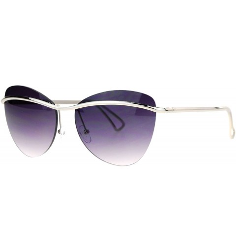 Butterfly Womens Rimless Fashion Sunglasses Metal Bar Across Butterfly Frame UV 400 - Silver (Smoke) - CW1884X69A0 $23.38