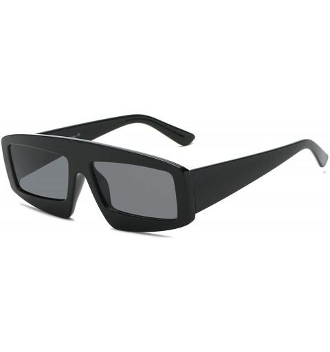 Goggle Women Retro Vintage Rectangular Futuristic Oversized Fashion Sunglasses - Black - CA18WTI8439 $20.60