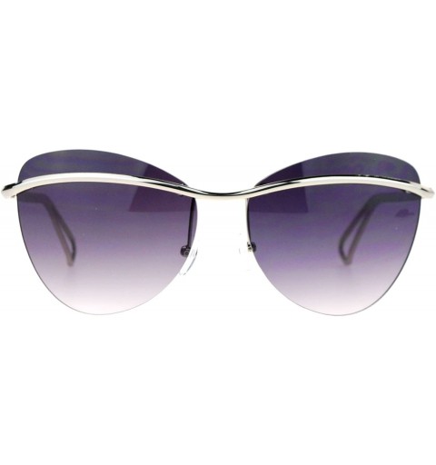 Butterfly Womens Rimless Fashion Sunglasses Metal Bar Across Butterfly Frame UV 400 - Silver (Smoke) - CW1884X69A0 $15.48