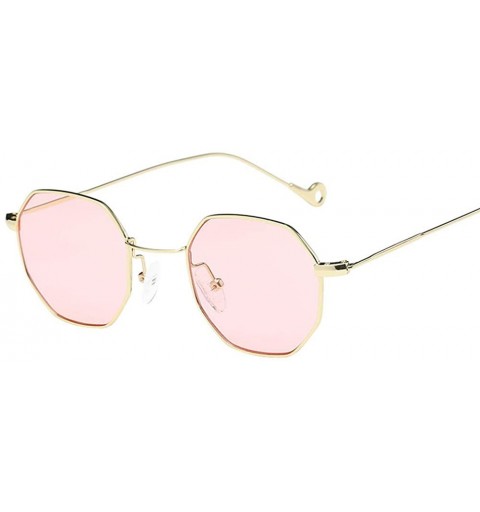 Square Womens New Fashion Metal Irregularity Frame Sunglasses Trend Brand Classic Sunglasses - Pink - CQ18ST2G6R8 $10.75