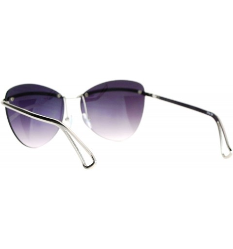 Butterfly Womens Rimless Fashion Sunglasses Metal Bar Across Butterfly Frame UV 400 - Silver (Smoke) - CW1884X69A0 $15.48