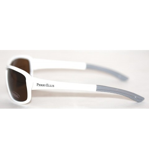 Wrap Sunglasses Mens White Plastic Sport Wrap - Brown Lens PE10 4 - CL119GF9869 $26.46
