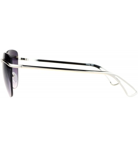 Butterfly Womens Rimless Fashion Sunglasses Metal Bar Across Butterfly Frame UV 400 - Silver (Smoke) - CW1884X69A0 $15.48