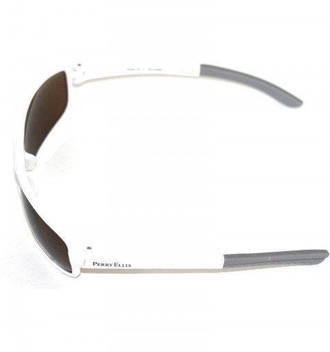 Wrap Sunglasses Mens White Plastic Sport Wrap - Brown Lens PE10 4 - CL119GF9869 $26.46