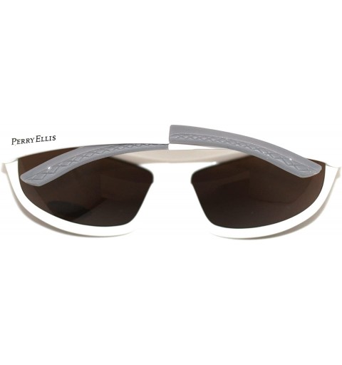 Wrap Sunglasses Mens White Plastic Sport Wrap - Brown Lens PE10 4 - CL119GF9869 $26.46