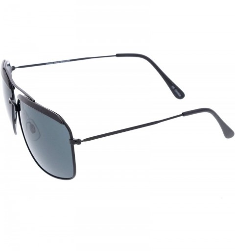 Aviator Retro Brow Accent Thin Metal Frame Square Aviator Sunglasses 61mm - Black-black / Smoke - CC12O8OJVMT $12.92