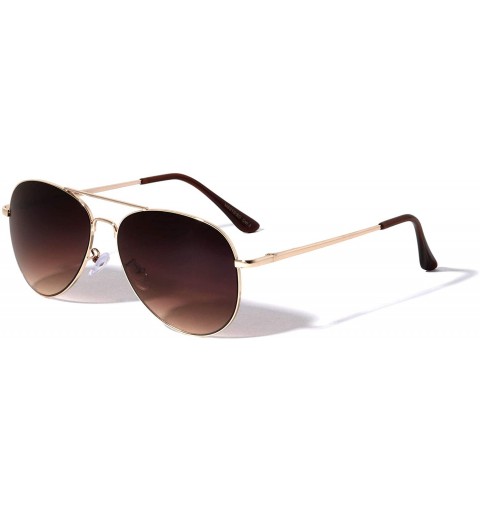 Aviator Super Dark Spring Hinge Classic Round Aviator Sunglasses - Brown - CP199LUSI59 $14.90