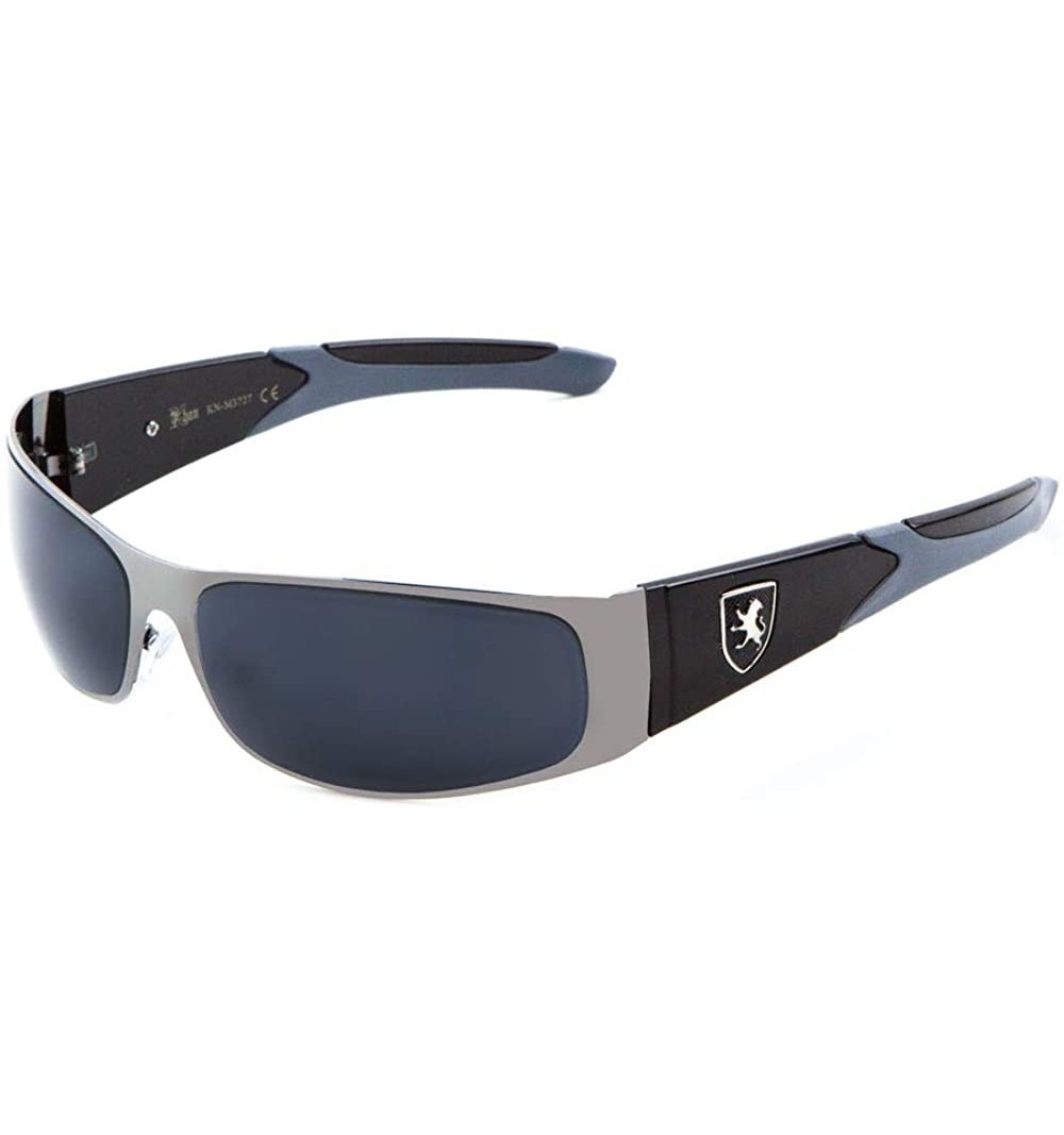 Shield Wide Curved Frame Color Temple Sunglasses - Grey Blue - CV199DSCL33 $23.74