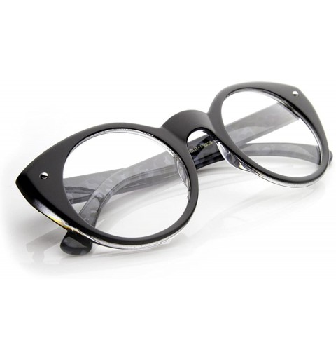 Cat Eye Round Cat Eye Clear Fashion Frame Glasses - Black-cheetah Clear - C111W0E1JY7 $8.83
