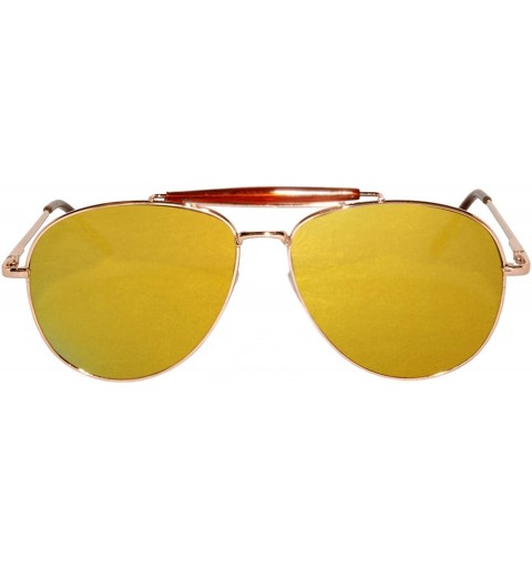 Aviator Aviator Women Men Metal Sunglasses Fashion Designer Frame Colored Lens - Flat_10389_c2_gld_fire - C0185IET8T8 $8.85