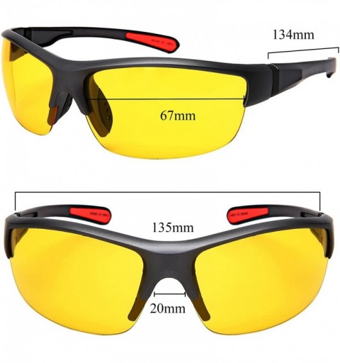 Semi-rimless Semi-Rimless Sports Sunglasses with Night Driving Lens 570019-ND - Matte Aluminum Grey Frame/Night Driving Lens ...