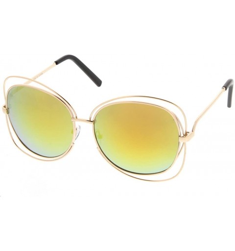 Shield Fashion Double Butterfly Wire Flash Lens Women Sunglasses Model S60W3192 - Orange - C0183KTT8QC $9.11