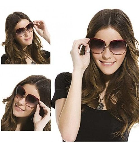 Oversized Women's Oversized Metal Frame Colored Lens Uv400 Protection Sunglasses - Brown - C011W45PO4D $13.88