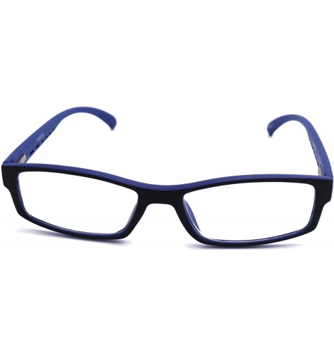 Rectangular Soft Matte Black w/ 2 Tone Reading Glasses Spring Hinge 0.74 Oz - R1 Matte Black Matte Blue - CY18WXDXZHW $21.35