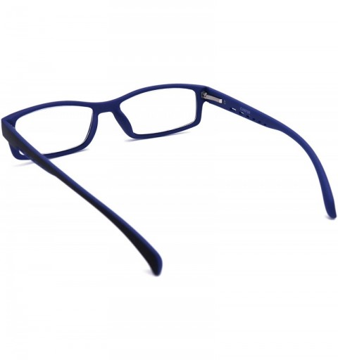 Rectangular Soft Matte Black w/ 2 Tone Reading Glasses Spring Hinge 0.74 Oz - R1 Matte Black Matte Blue - CY18WXDXZHW $21.35