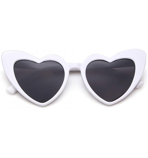 Oval Heart Sunglasses Clout Goggles Vintage Women Cat Eye Retro Mod Style Oversized Sun Glasses - White - CR1899ULTTE $23.94