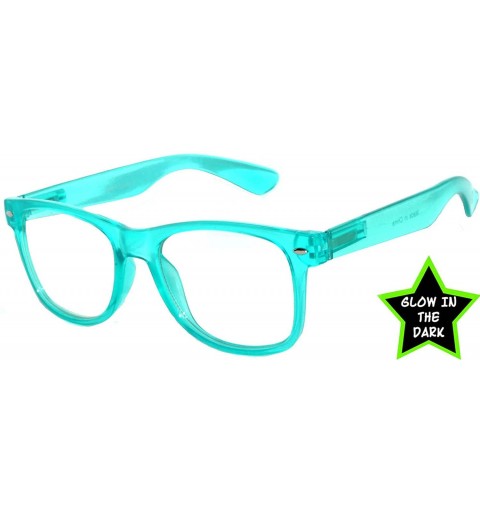 Sport Clear Retro 80's Vintage Sunglasses Colored Frame - Glow_clear_turquoise - C7188YMTCQS $20.40
