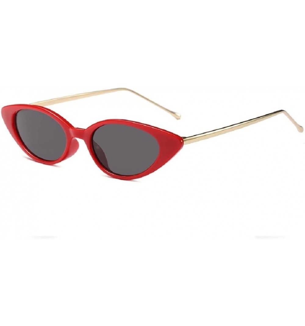 Goggle Sexy Flat Mirrored Lens Slender Oval Sunglasses Small Metal Frame Gothic Glasses UV 400 - F - CY18CU0UE57 $8.48