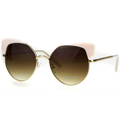 Cat Eye Womens Horned Oversize Metal Rim Cat Eye Diva Sunglasses - Ivory Brown - CT1863966TQ $10.69