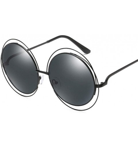 Shield UV400 Round Sunglasses Green Mirror Oversized Vintage Sun Glasses for Women - Black - CC18U503Q5A $21.94